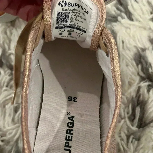 SUPERGA Rose Gold Glitter Sneaker size 36 6 NEW metallic shoe - Picture 2 of 7